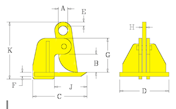 Horizontal Lifting Clamp measurement diagram